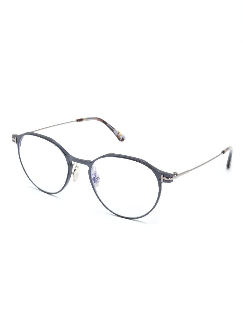 TOM FORD T-logo Round-frame Glasses In Blue Product Image