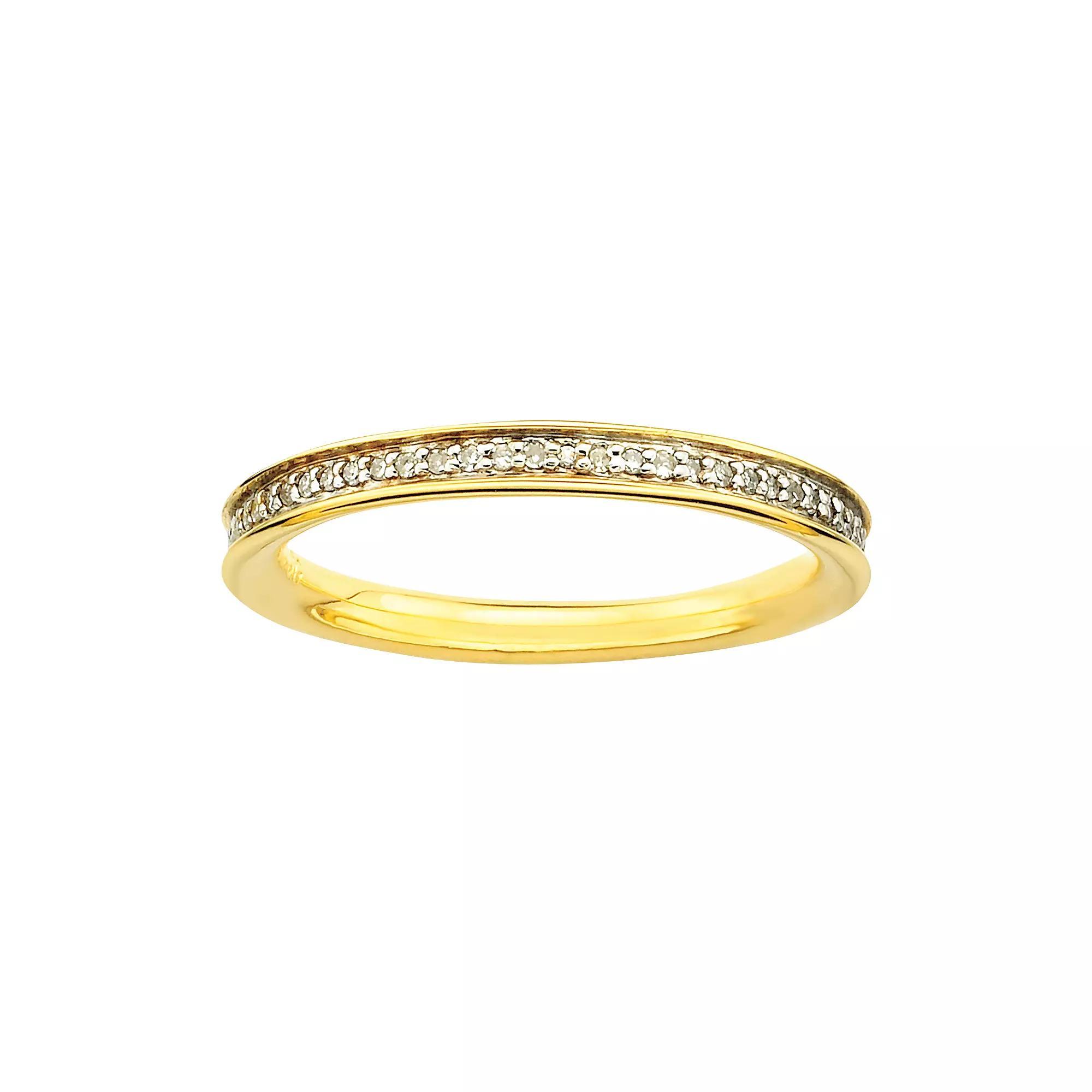 Stacks & Stones 18k Gold Over Silver 1/5-ct. T.W. Diamond Stack Ring, Women's, Size: 9 Product Image