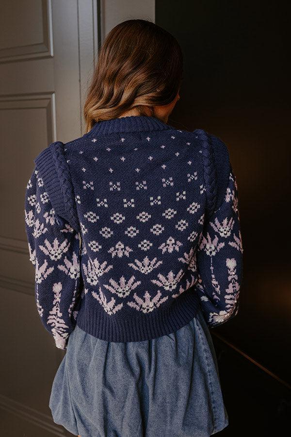 Vail Views Pearl Embellished Knit Sweater in Navy Product Image