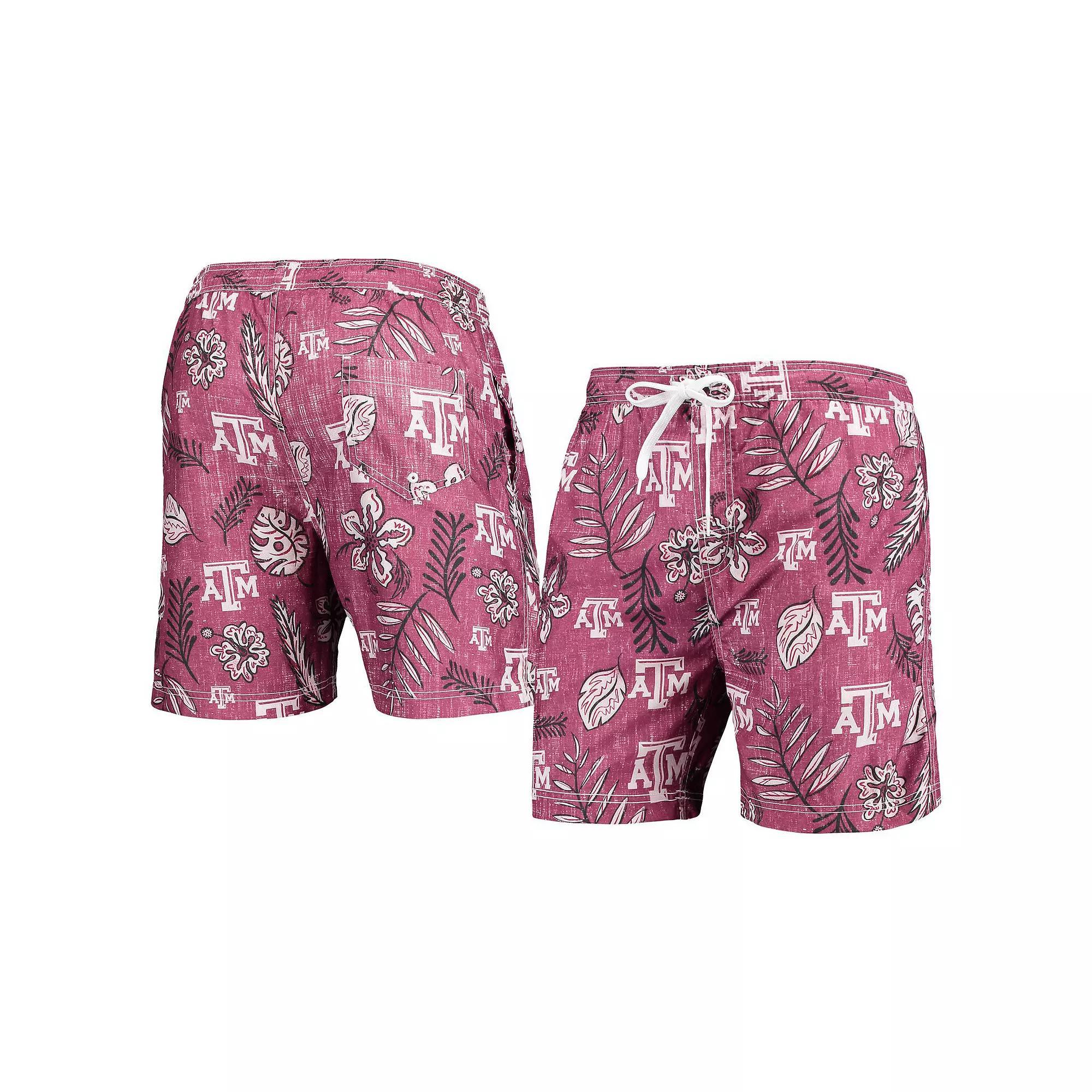 Men's Wes & Willy Maroon Texas A&M Aggies Vintage Floral Swim Trunks,  Product Image