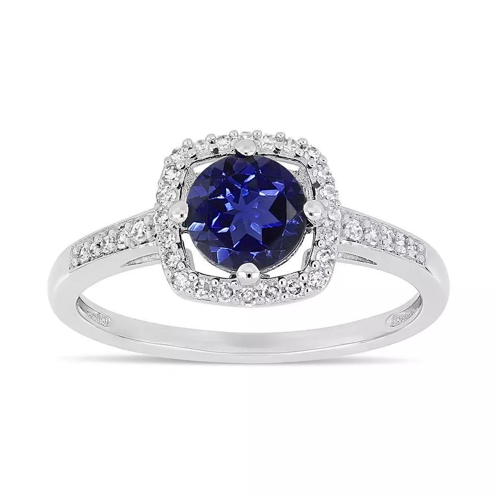 Stella Grace 10k White Gold 1/8 Carat T.W. Diamond Lab-Created Sapphire Frame Ring, Women's, Size: 6, 10k Whgold Product Image