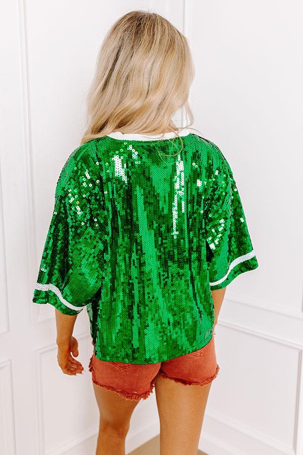 Kickoff Season Sequin Top in Green Product Image