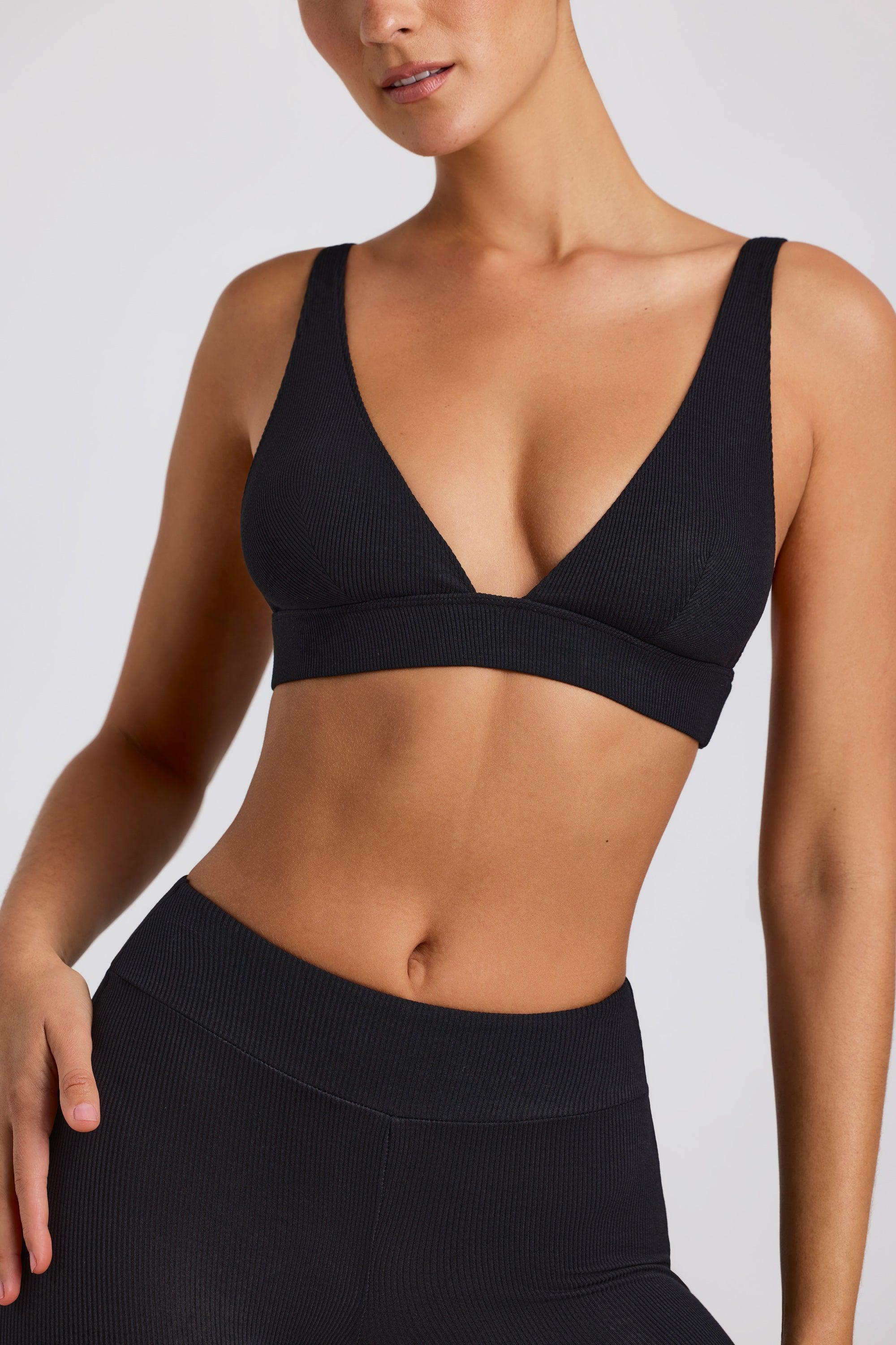 Ribbed Modal Triangle Bralette in Black Product Image