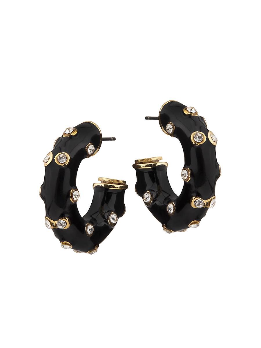 Womens Goldtone, Enamel & Glass Crystal Dotted Hoop Earrings Product Image