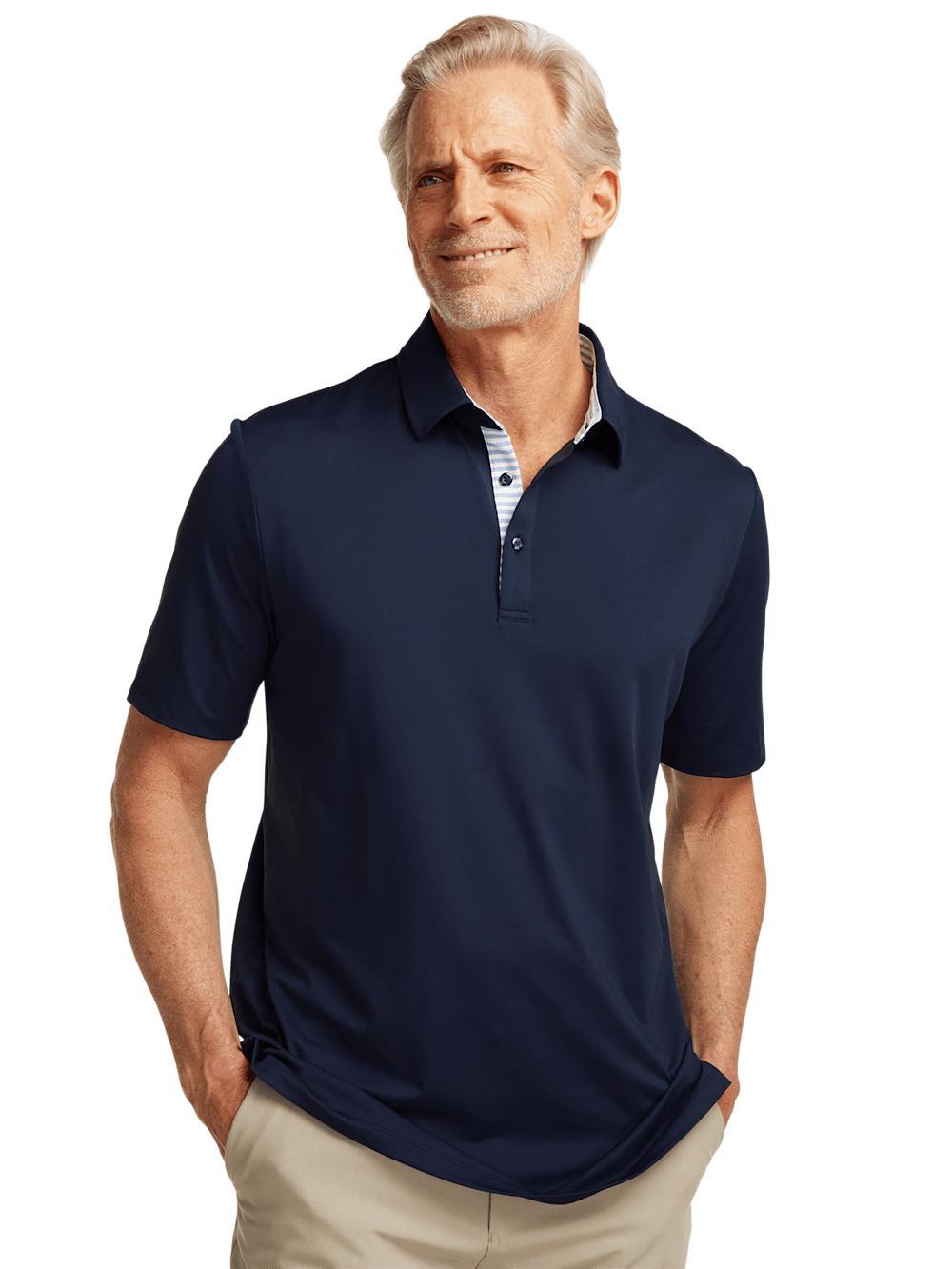 Performance Blend Three Button Polo - Navy Product Image