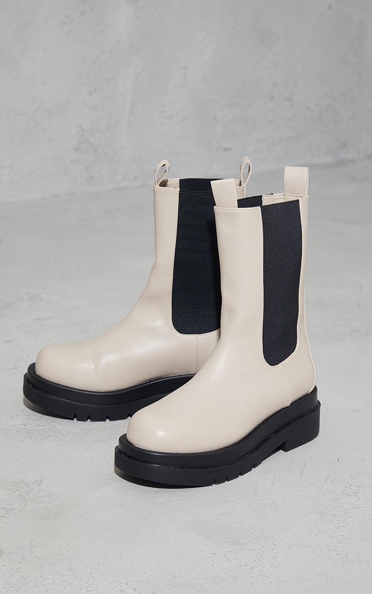 Cream Calf High Chunky Chelsea Boot Product Image