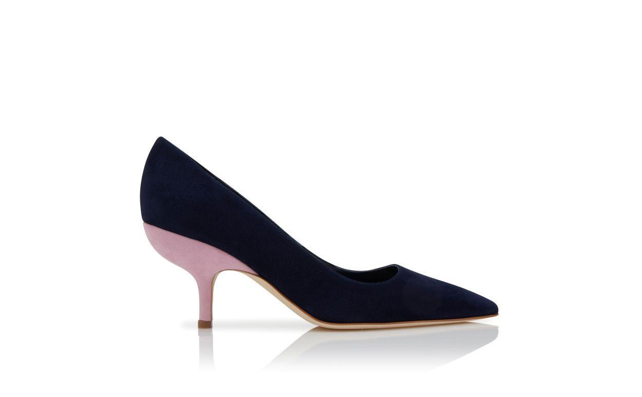 IFIRLA Navy Blue and Purple Suede Pointed Toe Pumps Product Image