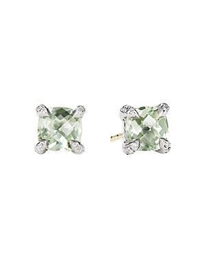 Chatelaine Stud Earrings with Gemstsones and Diamonds in Silver, 6mm Product Image