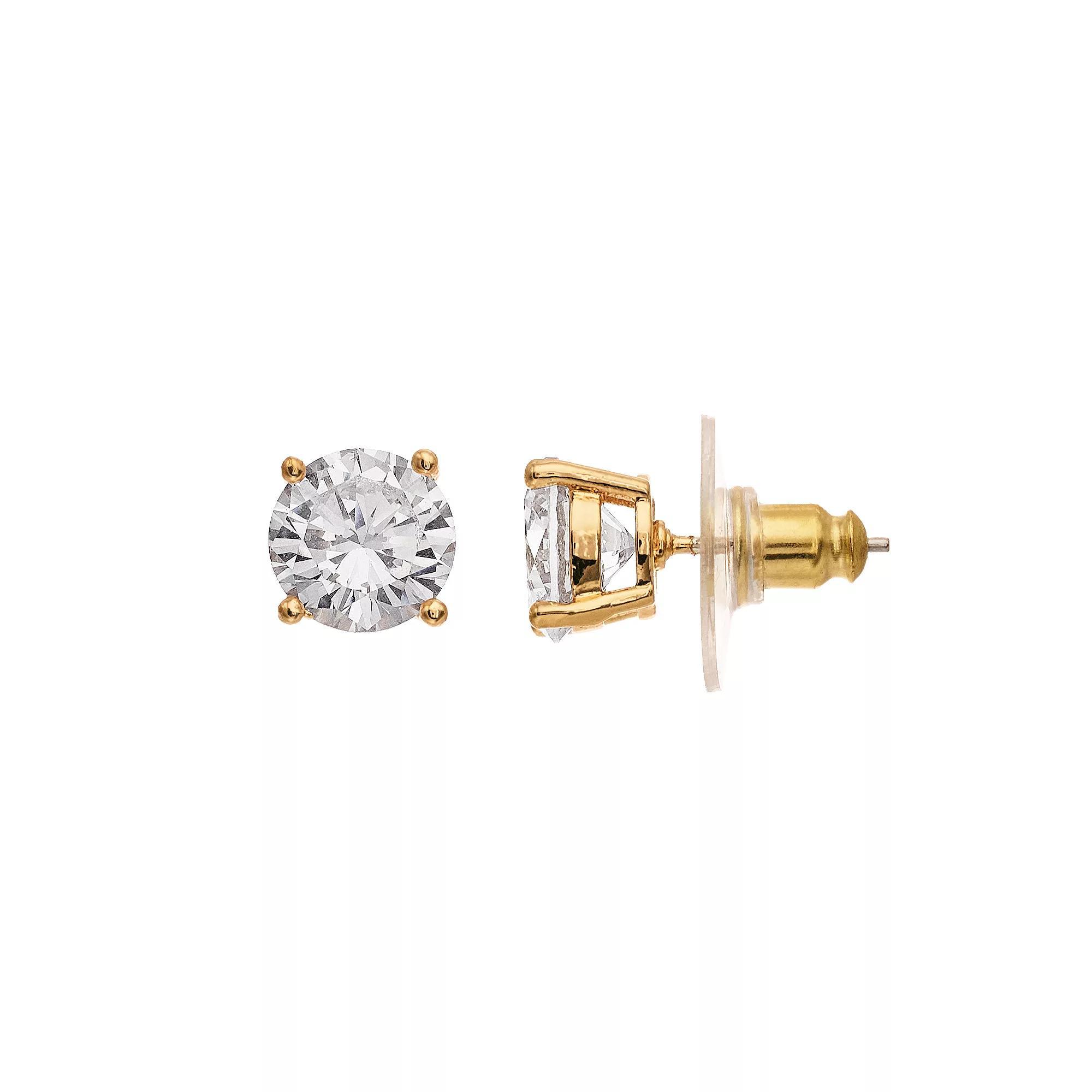Nine West Prong Round Stud Earring, Womens, Gold Tone Product Image