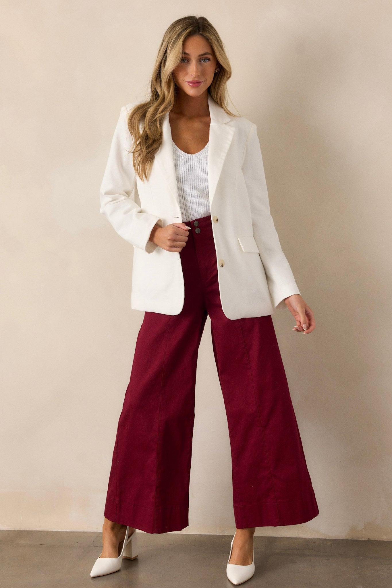 Daylight Glimmer Burgundy Wide Leg Pants Product Image