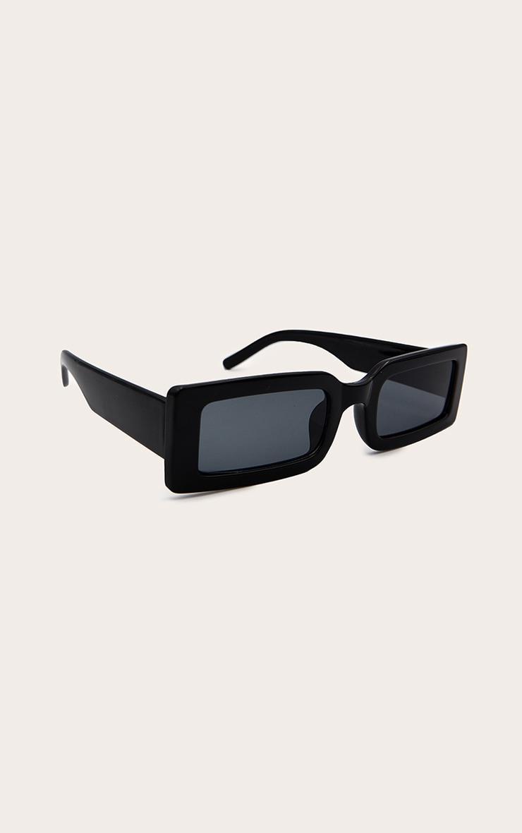 Black Slim Rectangular Frame Sunglasses Product Image