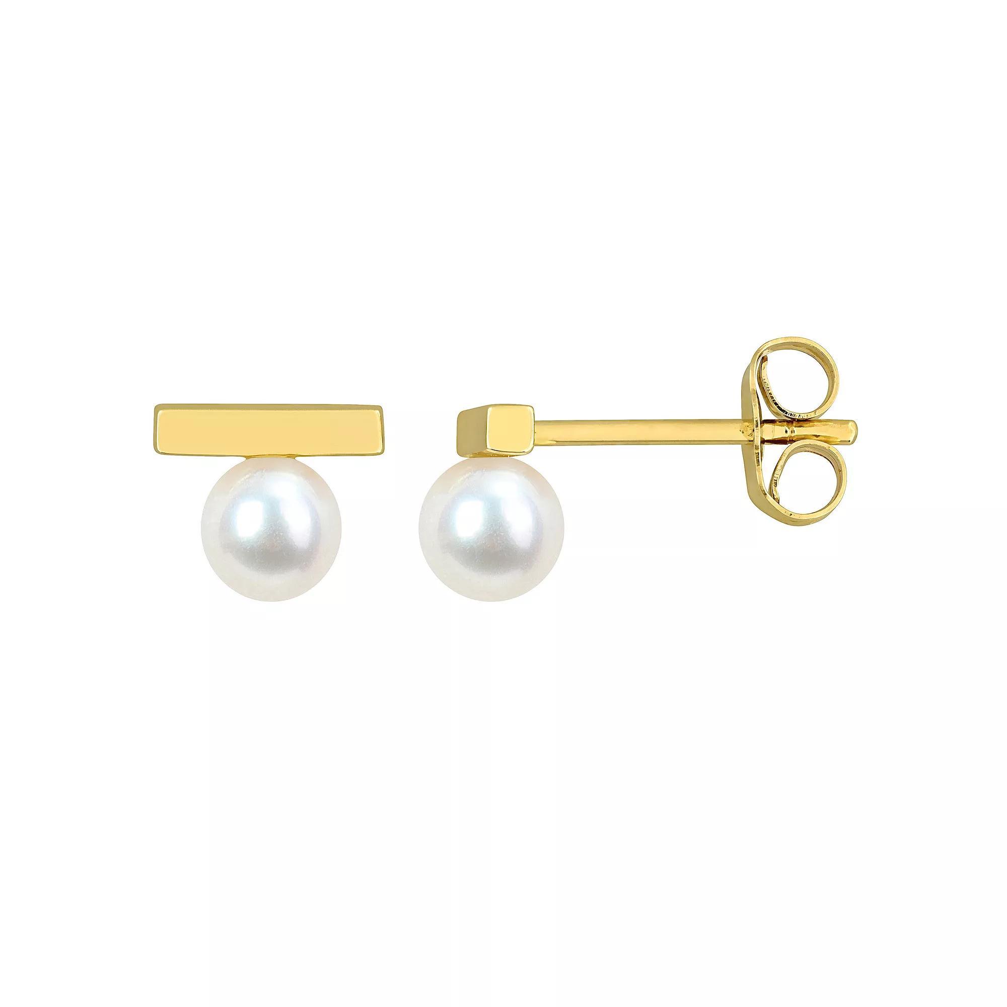 Stella Grace 10k Gold Freshwater Cultured Pearl Stud Earrings, Women's Product Image