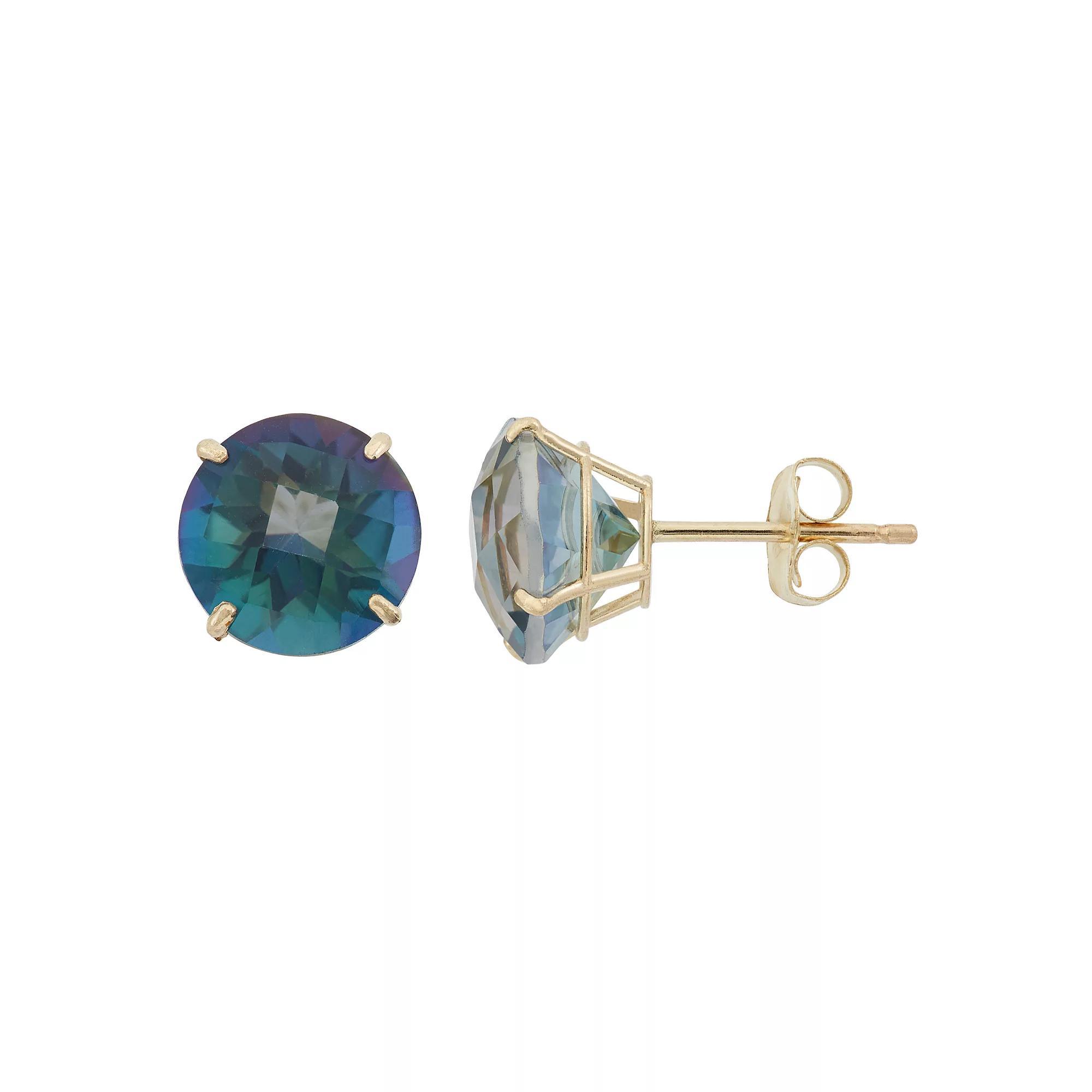 Mystic Topaz 10k Gold Stud Earrings, Women's, Blue Product Image