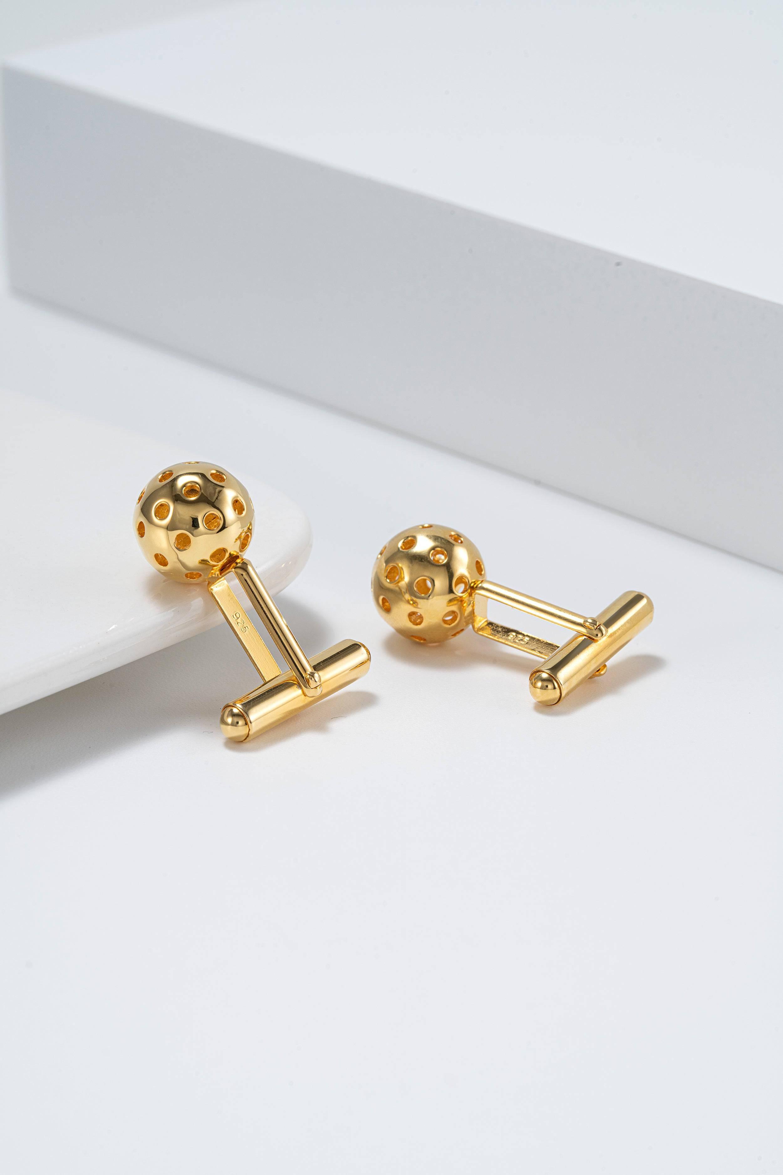 Pickleball Cuff Links Gold Ball Male Product Image