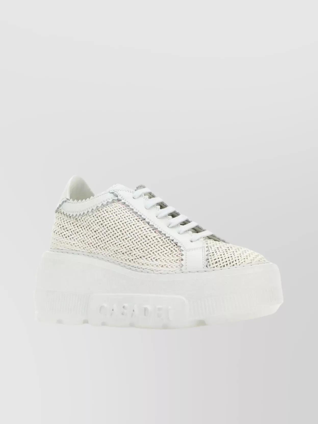 CASADEI Nexus Hanoi Interwoven Mesh Platform Sneakers In White Product Image