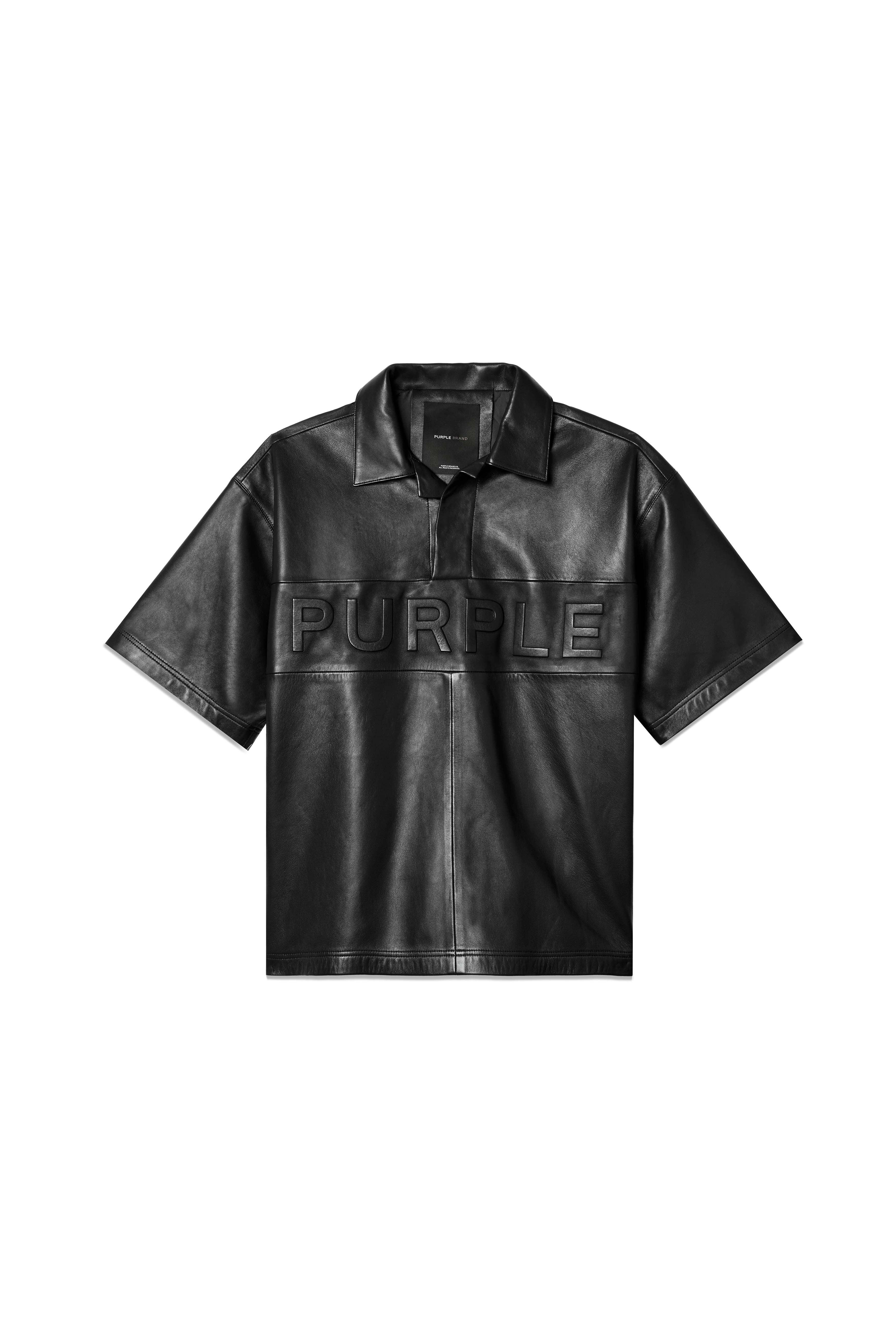 Leather Short Sleeve Polo Male Product Image