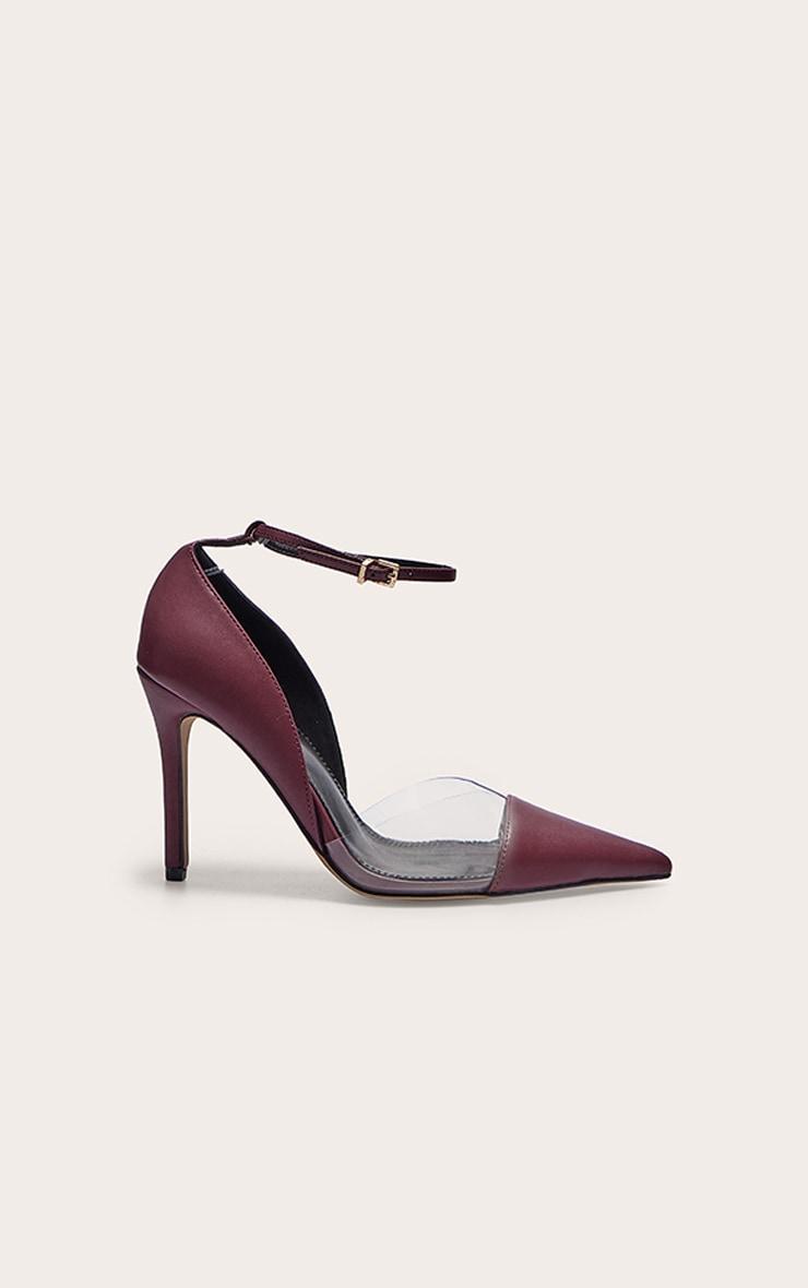 Burgundy Pu Point Toe Perspex High Heel Courts Product Image