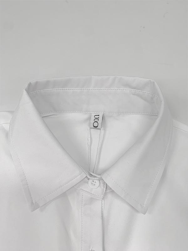 A-Line Loose Pleated Solid Color Split-Joint Lapel Maxi Dresses Shirt Dress Product Image