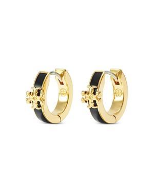 Tory Burch Kira Enamel Huggie Hoop Earrings in 18K Gold Plated Product Image