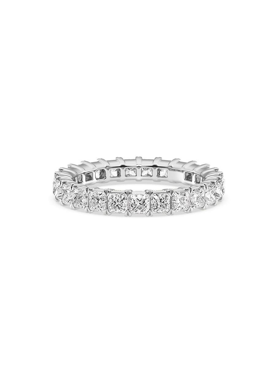 Womens 14K White Gold & 2.15 TCW Princess-Cut Natural Diamond Eternity Band Product Image