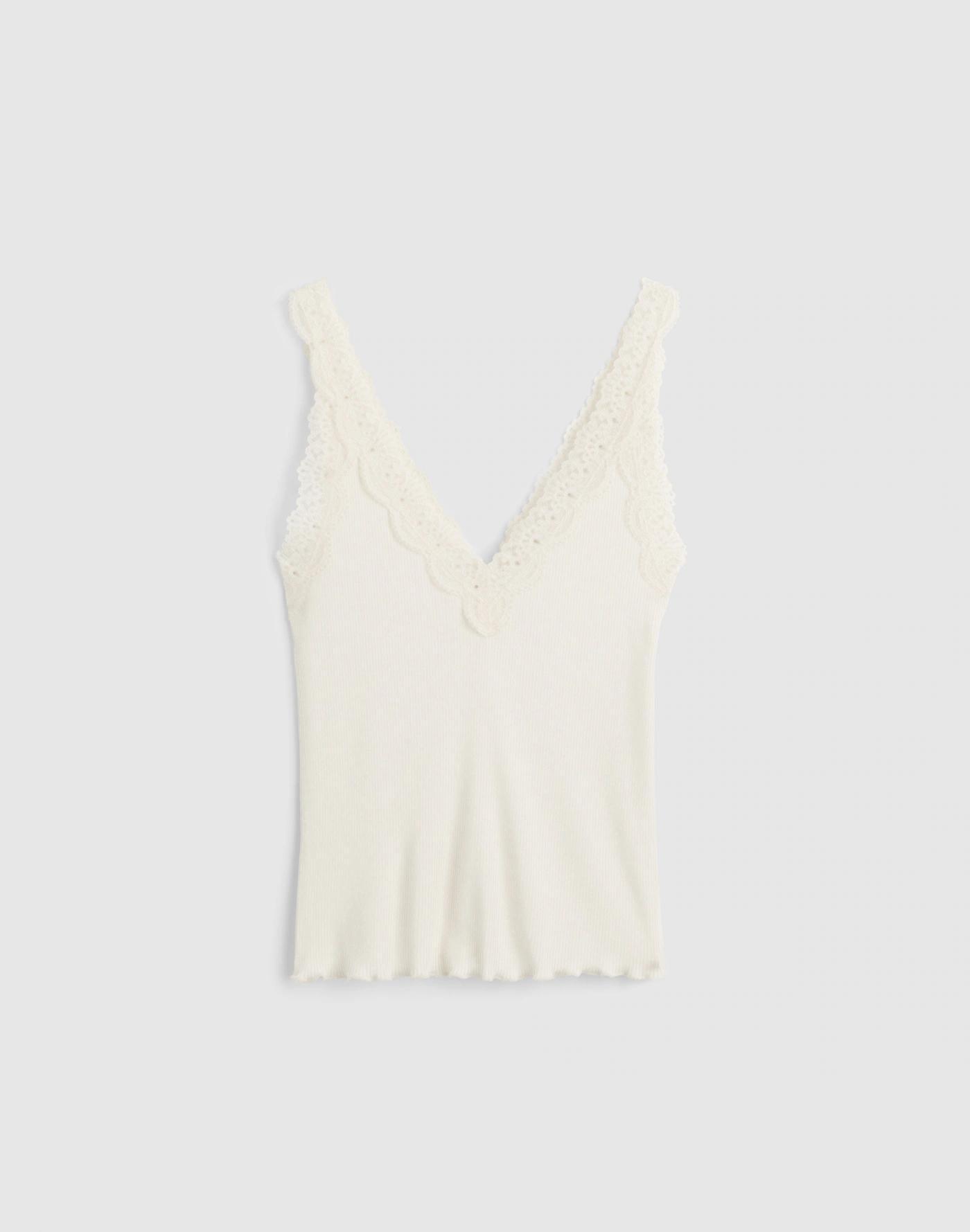 Lace-Trim V-Neck Tank Product Image