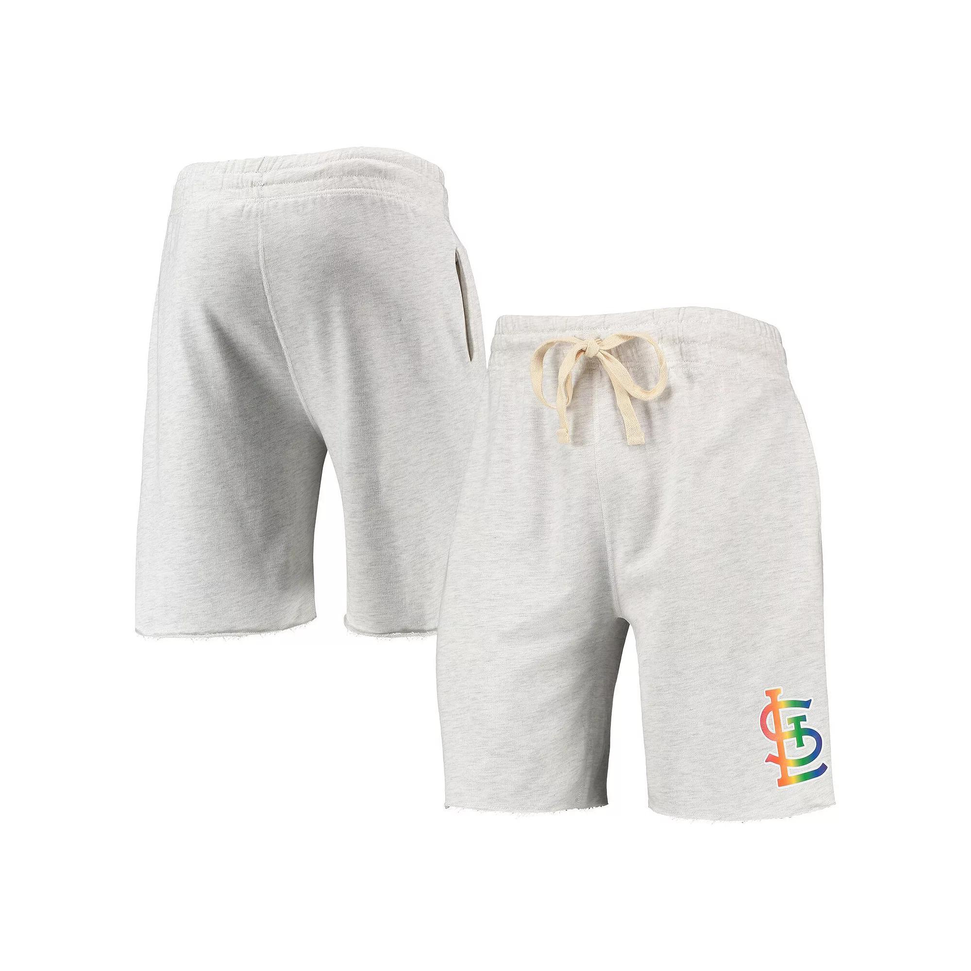 Men's Concepts Sport Oatmeal St. Louis Cardinals Mainstream Logo Terry Tri-Blend Shorts,  Product Image
