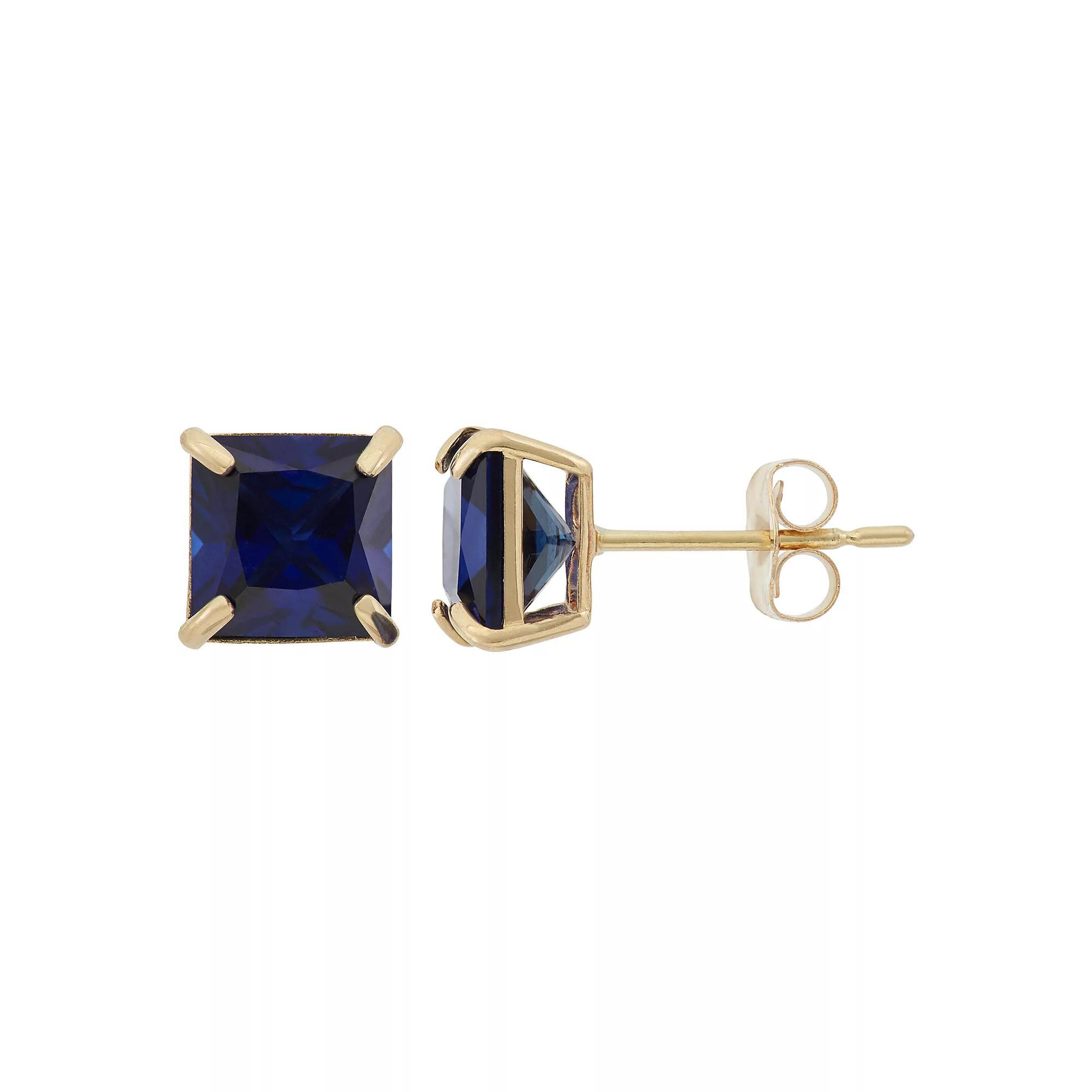Designs by Gioelli Lab-Created Sapphire 10k Gold Stud Earrings, Women's, Blue Product Image