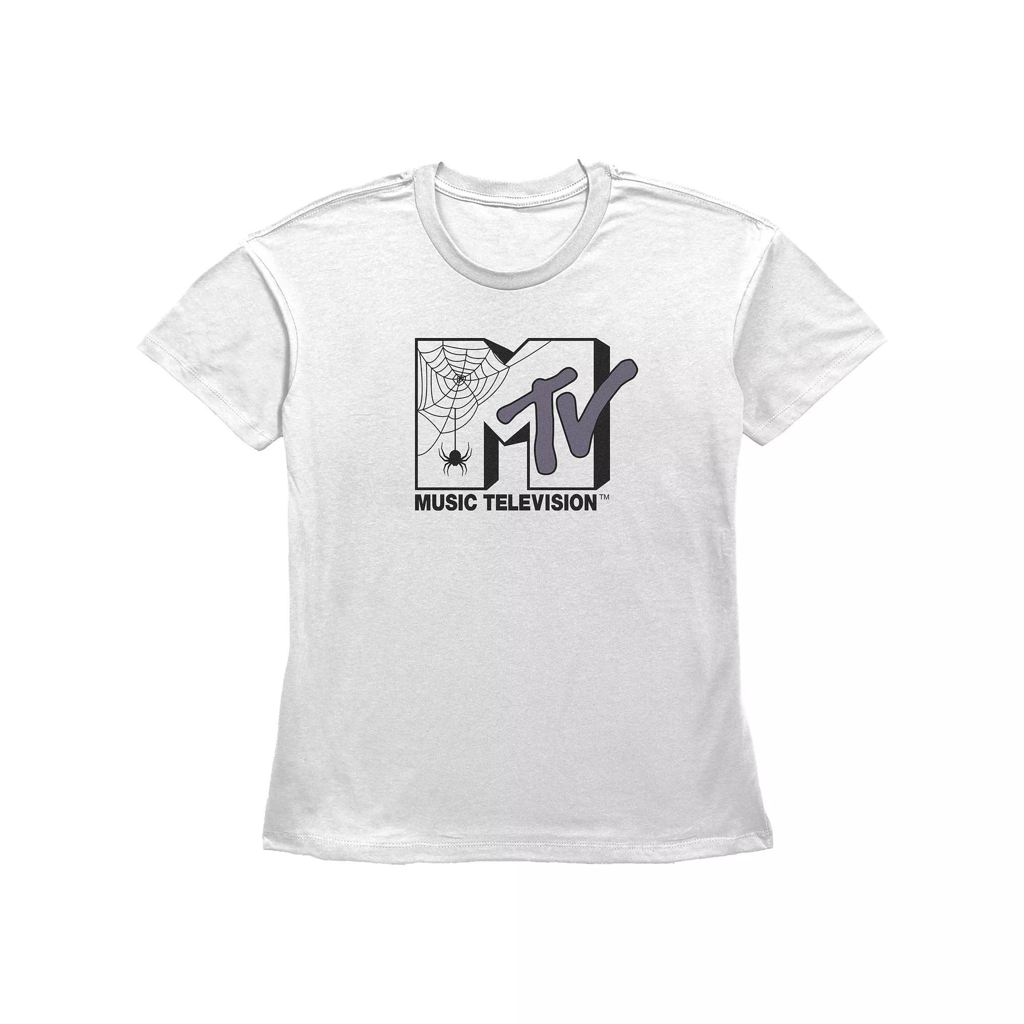 Women's MTV Spider Halloween Logo Graphic Tee, Size: Small, White Product Image