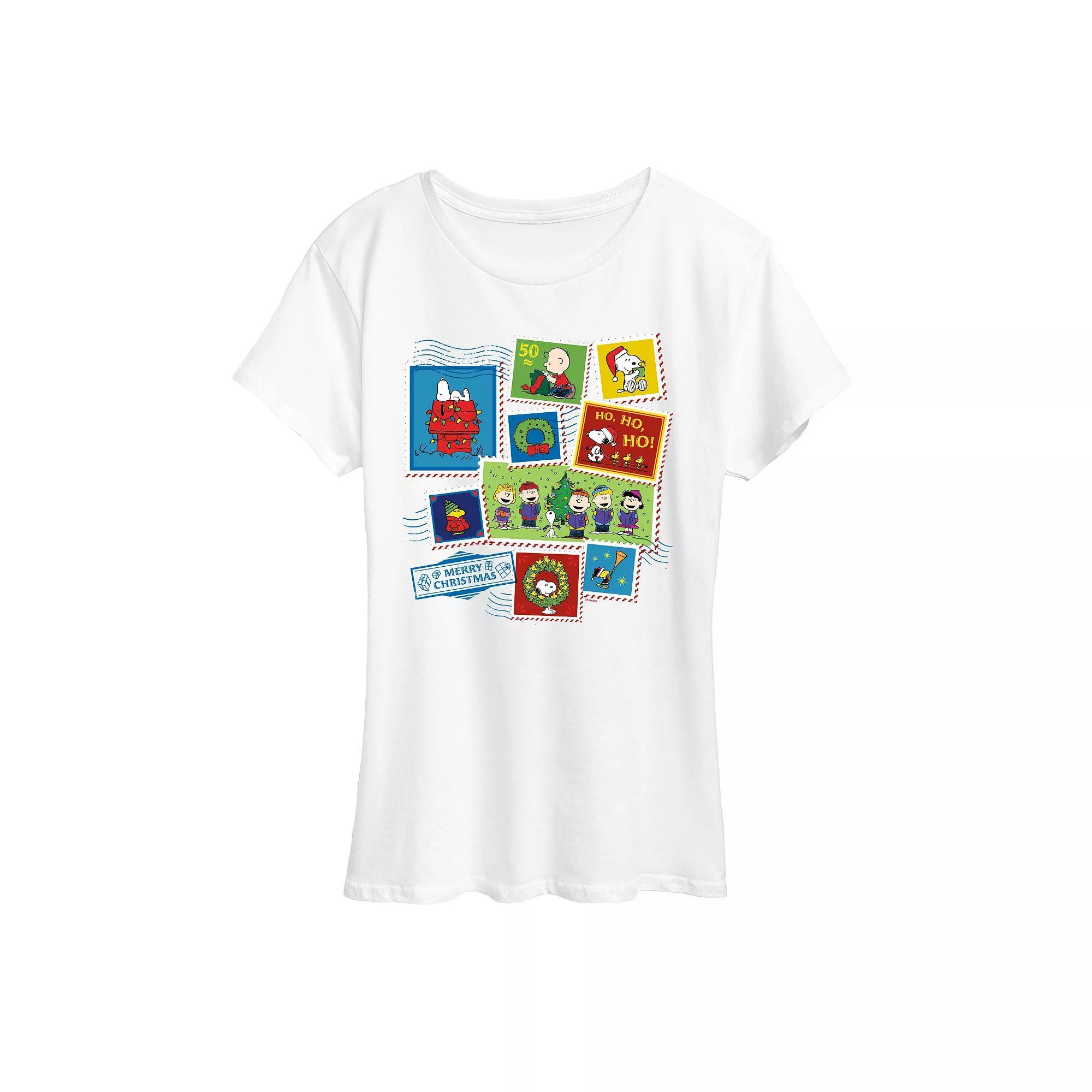 Women's Peanuts Christmas Stamps Graphic Tee,  Product Image