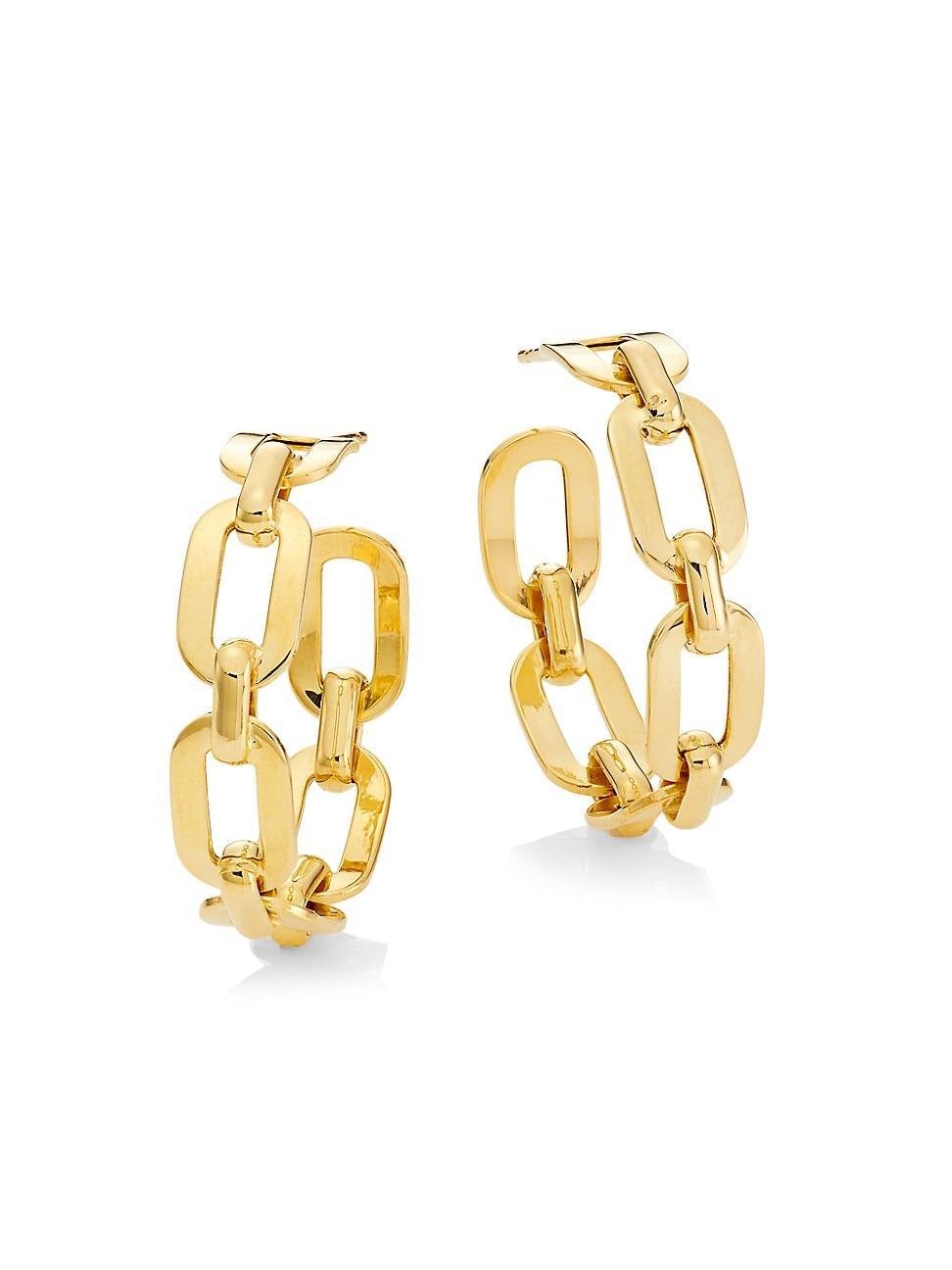 Womens 14K Yellow Gold Chain-Link Hoop Earrings Product Image