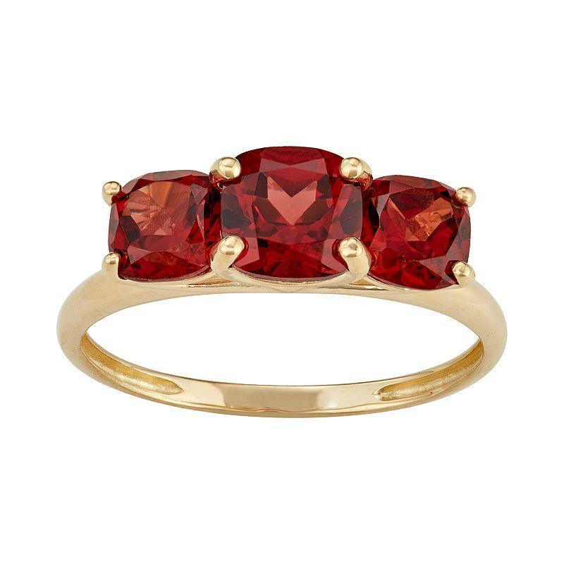 Designs by Gioelli 10k Gold 3-Stone Cushion Ring, Womens Created Red Product Image