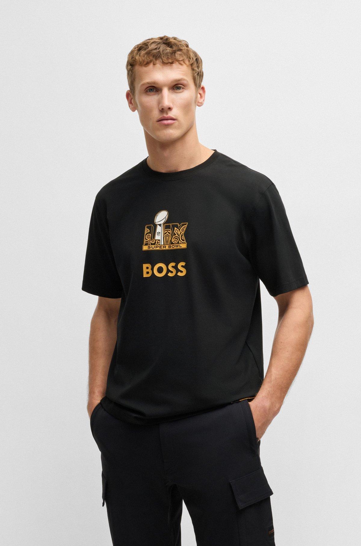 BOSS x NFL stretch-cotton T-shirt with gold-tone artwork Product Image