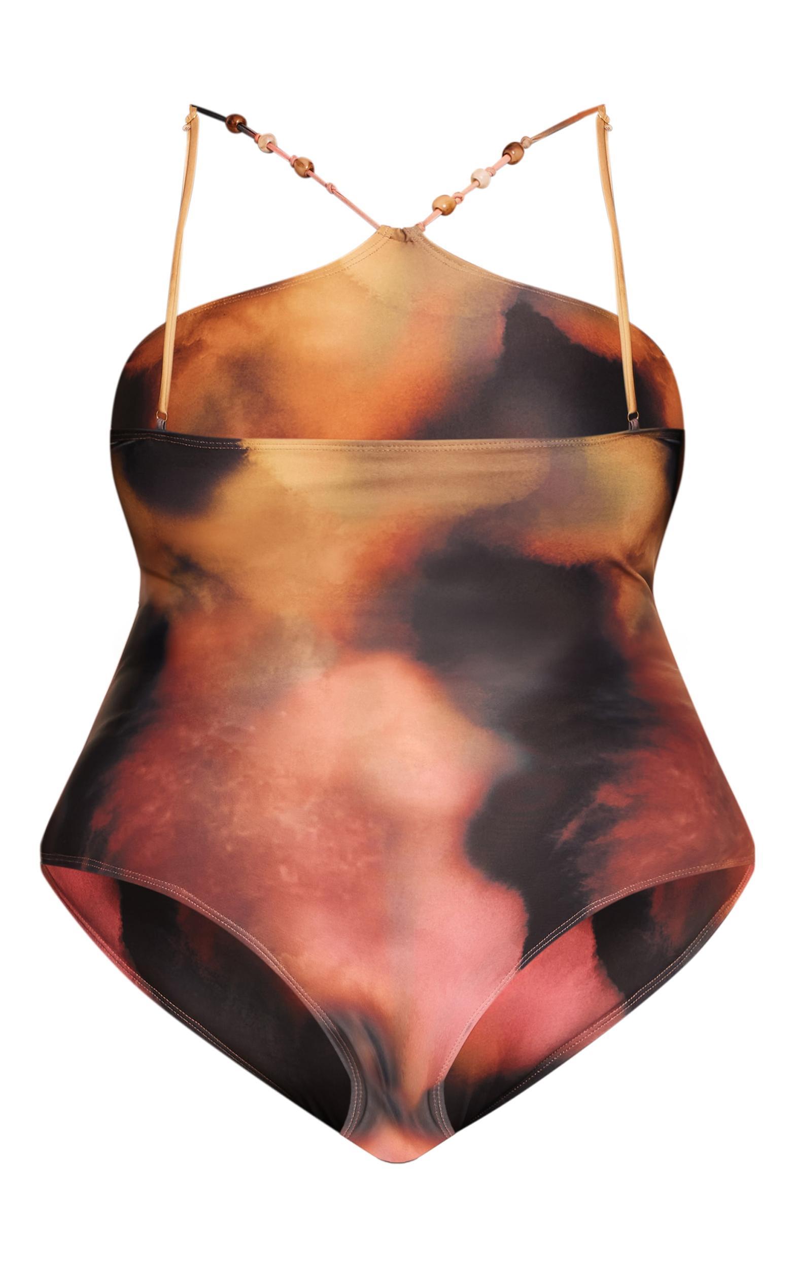 Plus Multi Blurred Print Bandeau Swimsuit Product Image