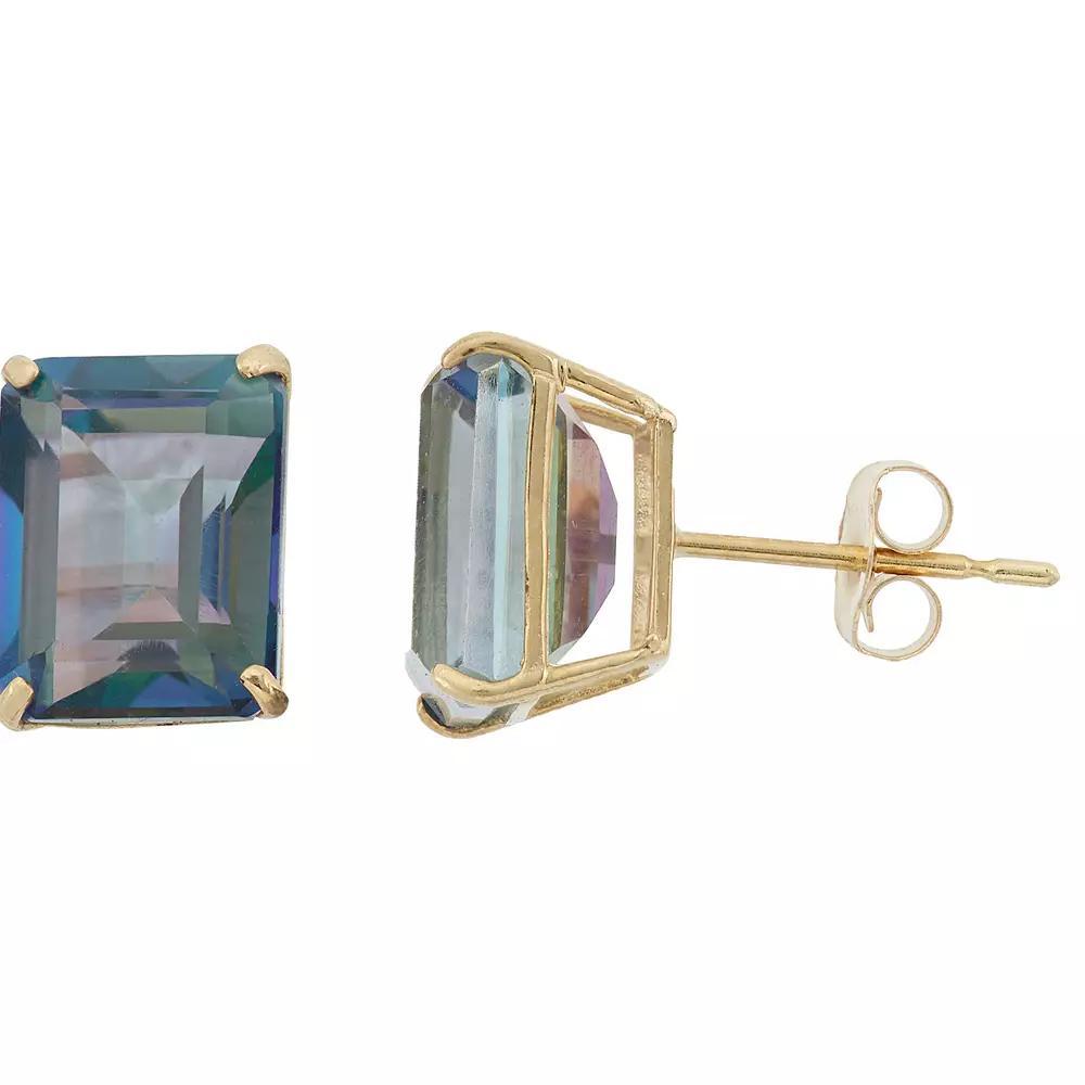 Designs by Gioelli 10k Gold Mystic Topaz Emerald Cut Solitaire Stud Earrings, Women's, 10k Goold Product Image