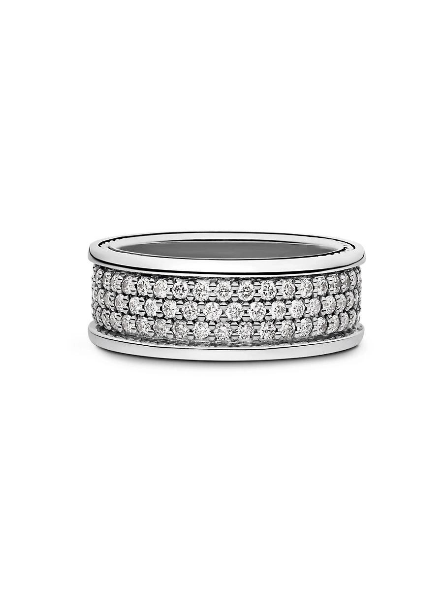 Mens Streamline Three Row Band Ring in Sterling Silver Product Image