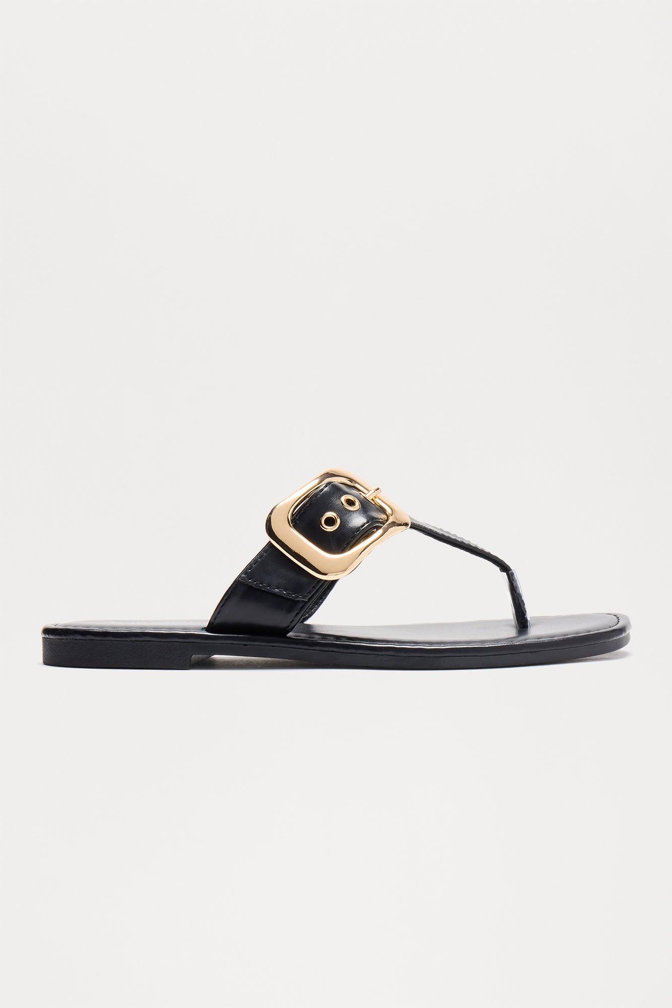 Hari Buckle Flip Flops - Black Product Image