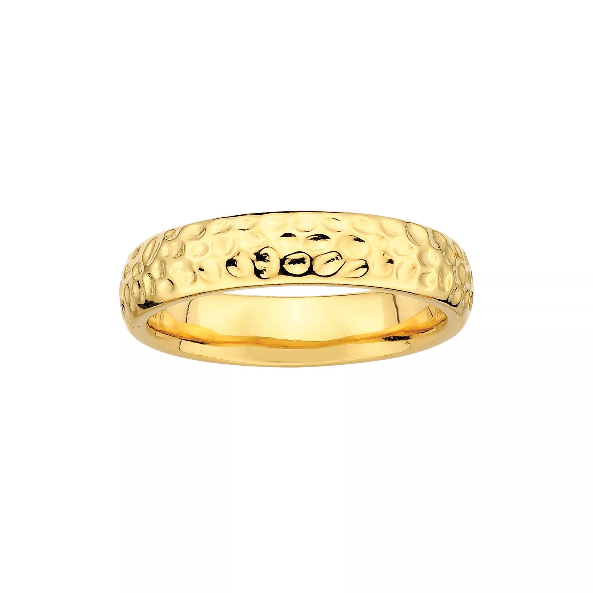 Stacks & Stones 18k Gold Over Silver Hammered Stack Ring, Women's, Size: 5 Product Image