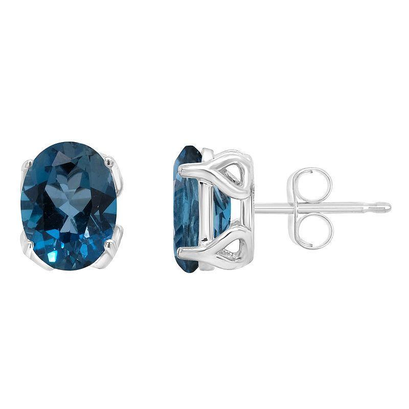 Alyson Layne 14k Gold Oval Sky Blue Topaz Stud Earrings, Women's Product Image