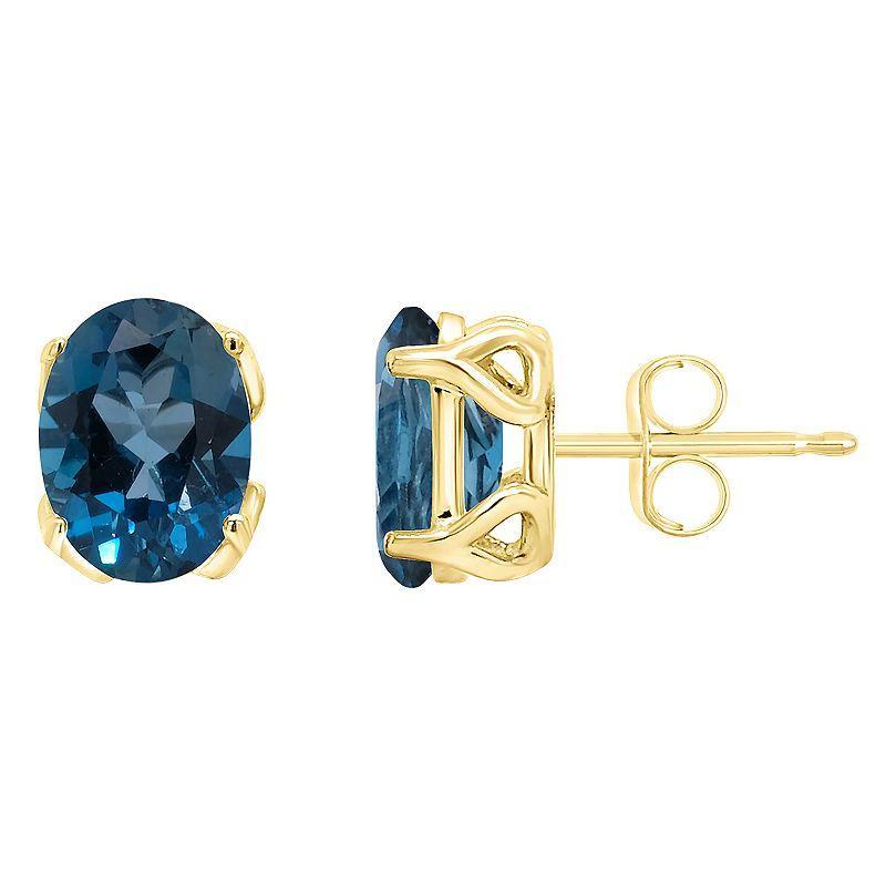 Alyson Layne 14k Gold Oval Sky Blue Topaz Stud Earrings, Women's Product Image