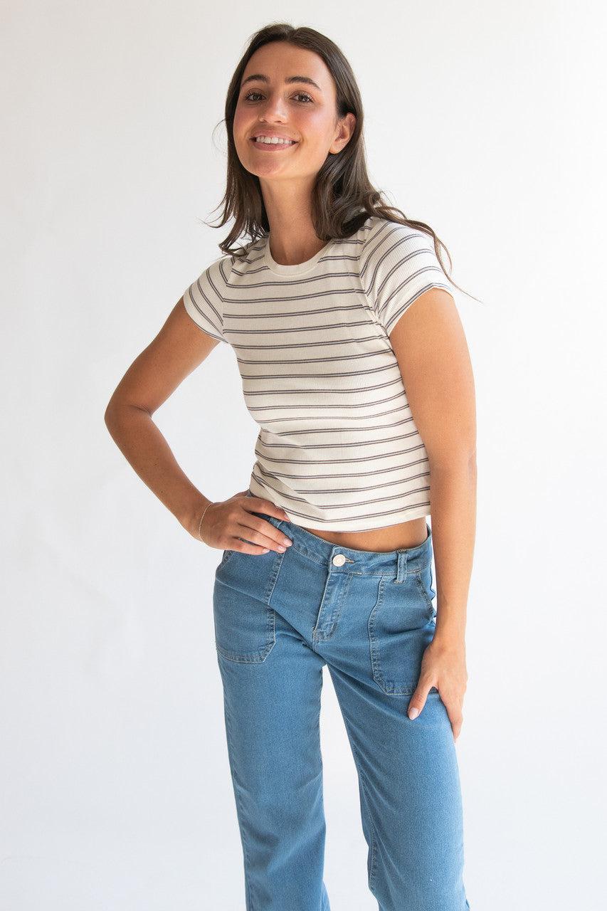 Ribbed Striped Tee Product Image