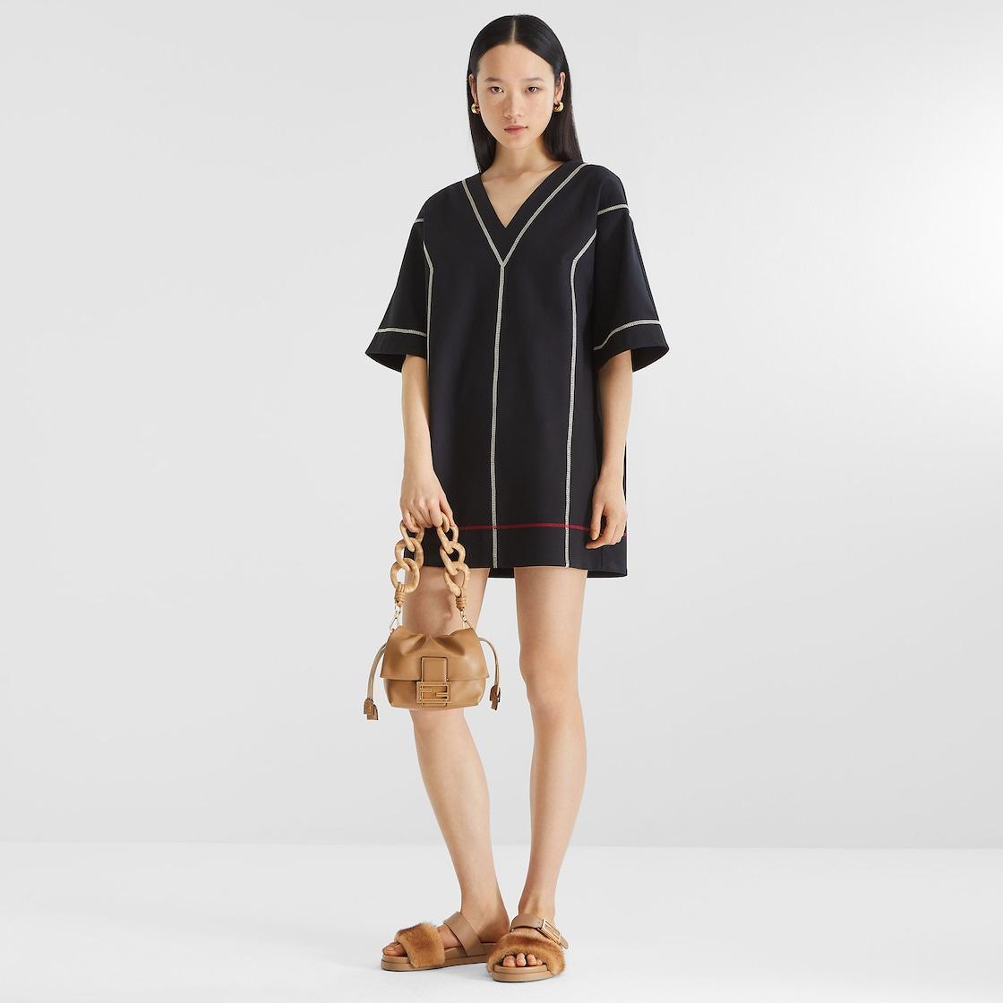Fendi FeelLight brown leather and mink slides Product Image