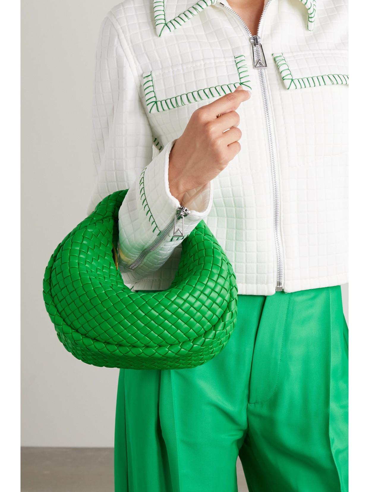 BOTTEGA VENETA Mini Jodie Padded Leather Intrecciato Shoulder Bag In Green Product Image