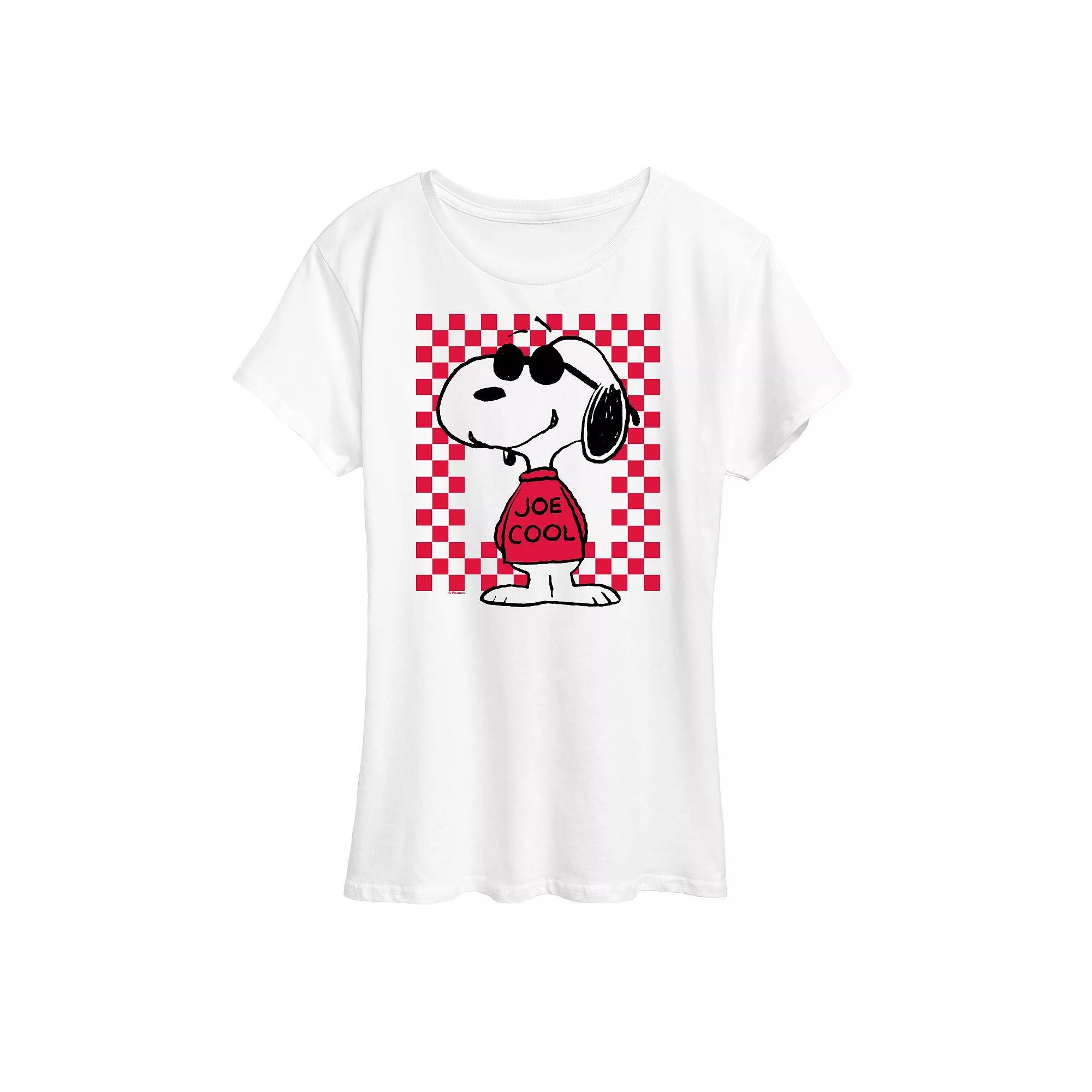 Women's Peanuts Snoopy Joe Cool Checker Graphic Tee,  Product Image