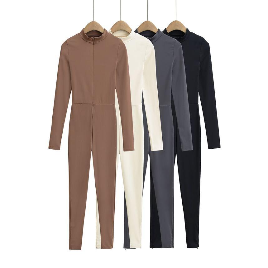 Long-Sleeve Plain Jumpsuit  Product Image