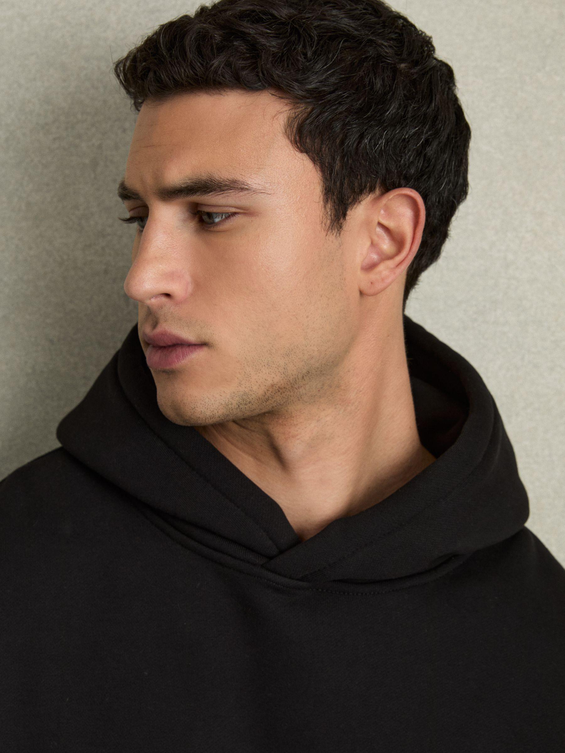 Cotton Fleece-Back Hoodie in Black Product Image