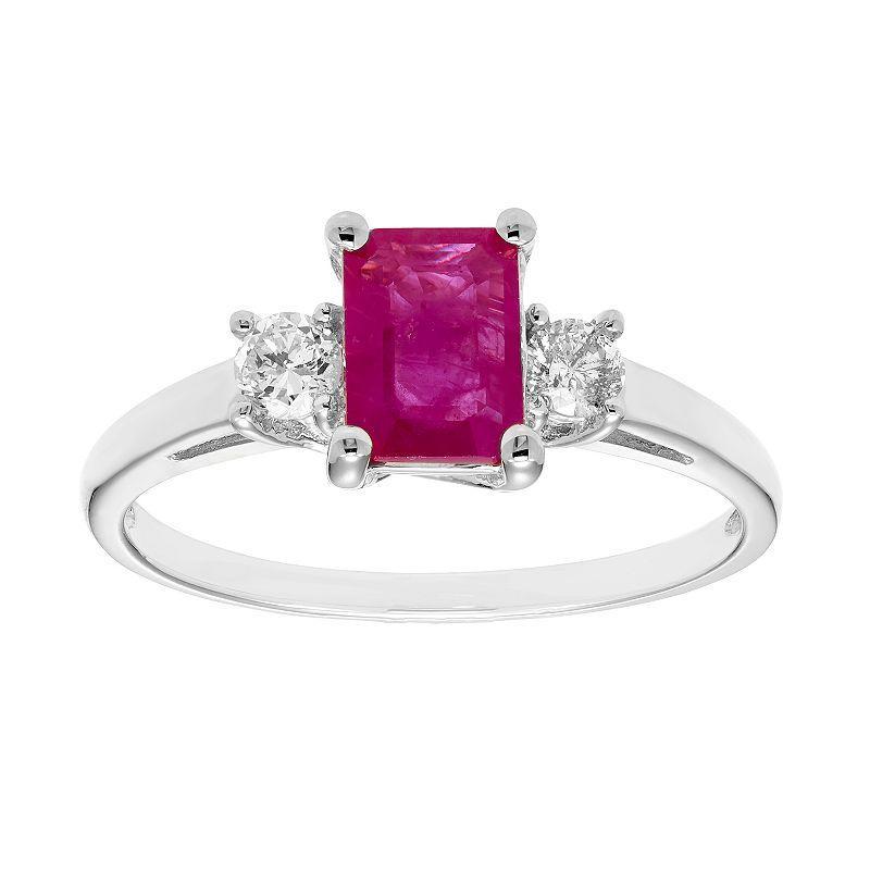 The Regal Collection 14k Gold Ruby & 1/5 Carat T.W. IGL Certified Diamond 3-Stone Ring, Womens Yellow Product Image