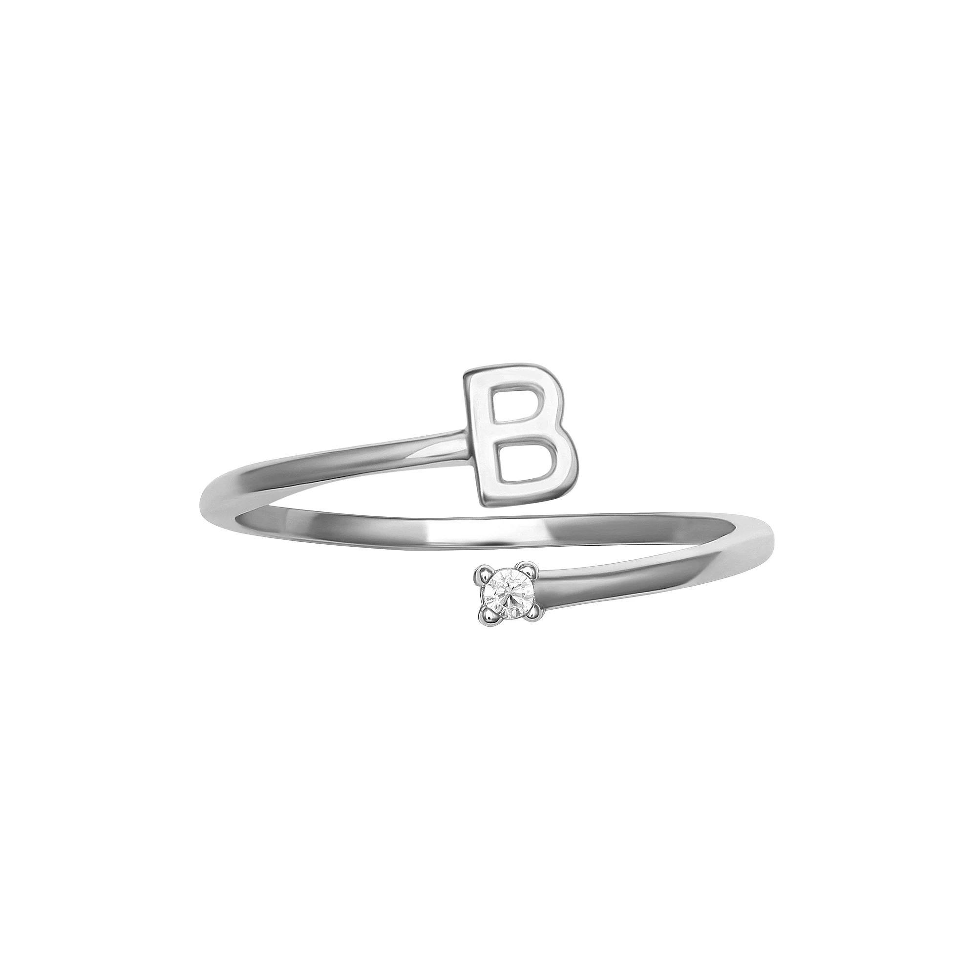 PRIMROSE Sterling Silver Cubic Zirconia Initial Bypass Band Ring, Womens Gold Tone K Product Image