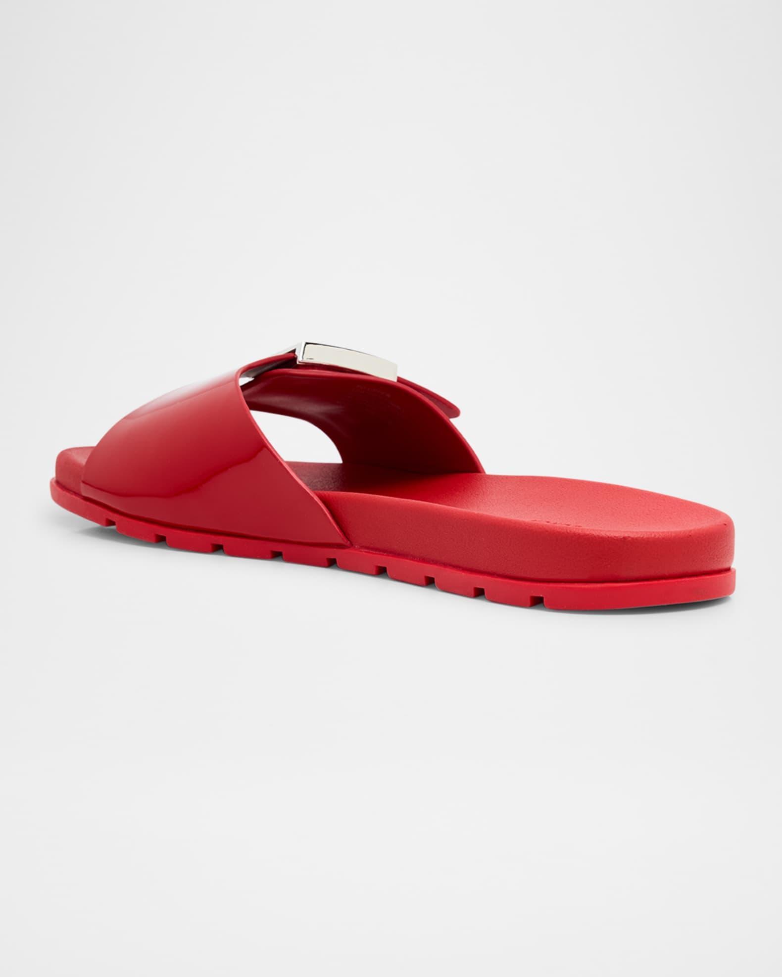 Glossy Buckle Slide Sandals Product Image