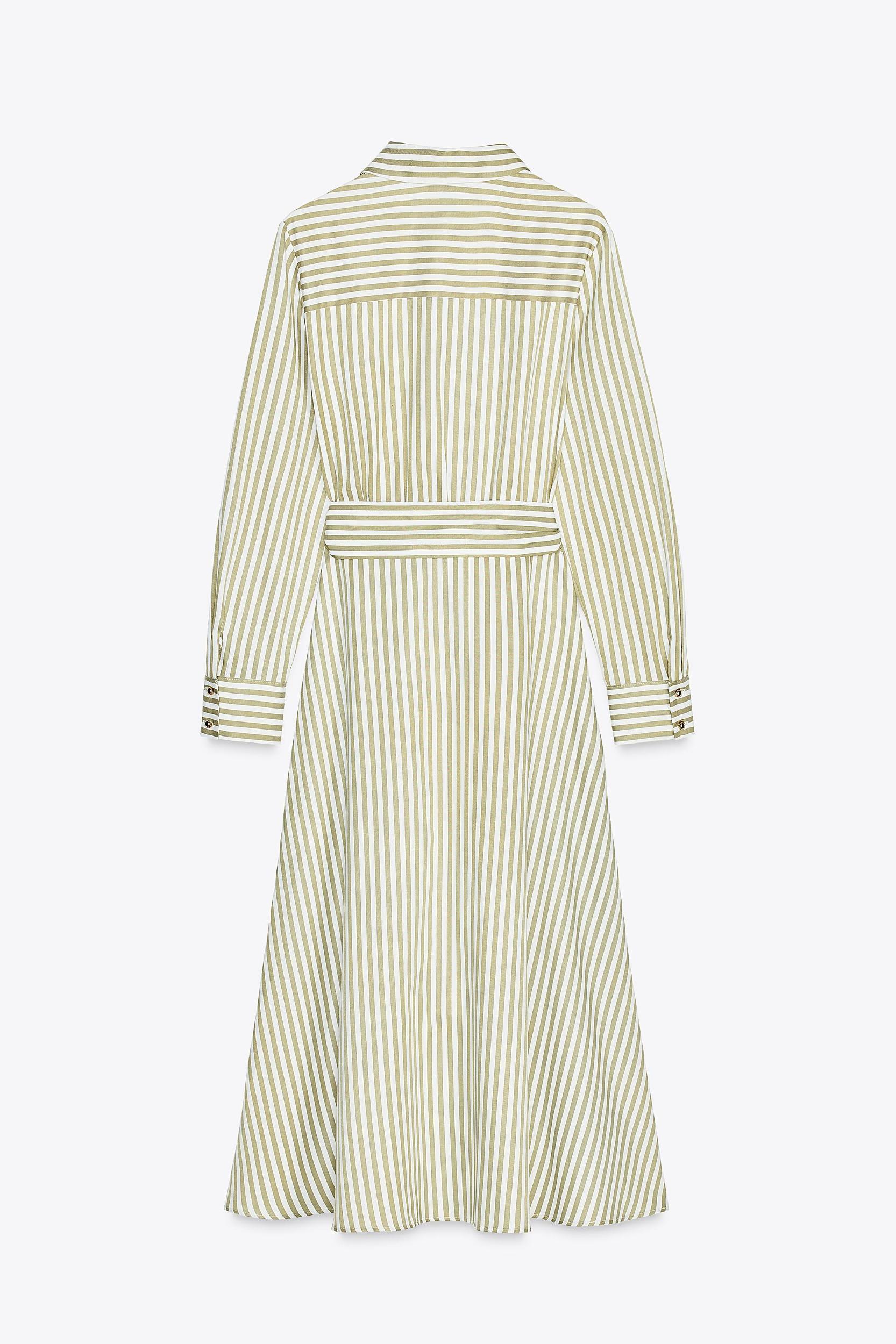 BELTED STRIPED MIDI DRESS Product Image