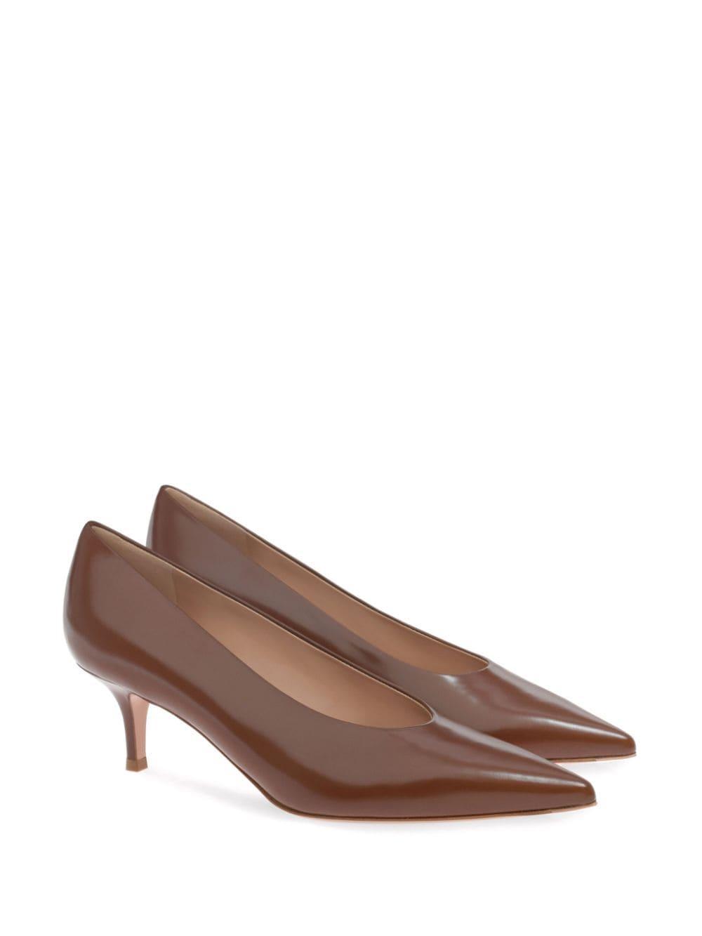 GIANVITO ROSSI Tokio Calfskin Kitten-heel Pumps In Brown Product Image